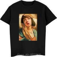 Harajuku ชายเสื้อยืด Virgin Mary ผสม Pulp Fiction Mia Wallace T เสื้อผู้ชายฤดูร้อนเสื้อยืดตลก Camisetas Novelty Tops Tees เสื้อยืดคุณภาพสูง