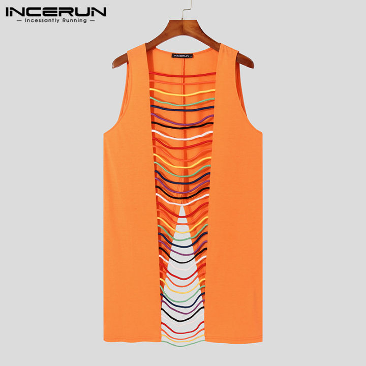 incerun-เสื้อกล้ามแขนกุดเปิดรูสำหรับผู้ชาย-เสื้อยืดรัดกล้ามเนื้อสำหรับใส่ไปยิมเสื้อยืดเสื้อคลุมแขนกุด-สไตล์ตะวันตก