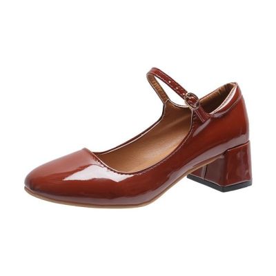 Lolita Small Leather Shoes Patent leather Japanese Retro Mary Janes Single Shoes Square Heel British College Style Pumps Trend