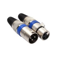 2Pcs Black XLR 3 Pin Male Female Microphone Cable Plug Connector for DIY Solder Type Metal Audio Signal Plugs