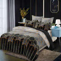 Bedding set 23 piece set, light luxury style gilded line geometric elements Ronnie duvet cover &amp; feather pillowcase (no sheets)