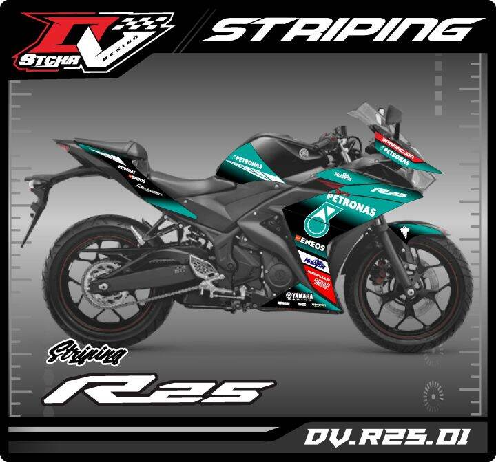 Sticker Striping Yamaha R25 - Striping Variasi R25 Desain Petronas DV ...
