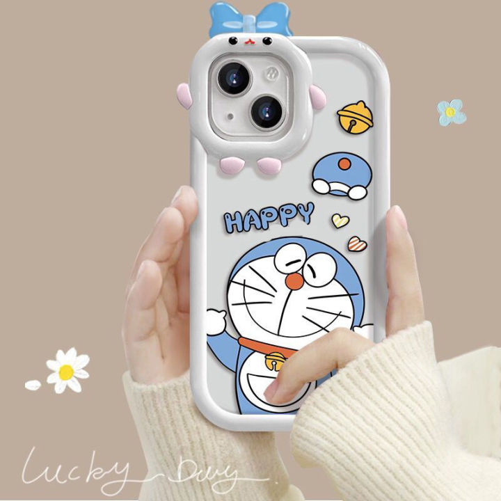 เคสโทรศัพท์สำหรับ-vivo-v20-v23-v25-v23e-v27-v27e-pro-5g-s1-s7-s12-s15-s16-s16e-โปร5g-y91-y7s-y95-y72-y52-y75-y55-5g-เคส-x80การ์ตูนโดราเอม่อนใส3d-โดรามอนโบว์เล็กๆซิลิโคนนิ่มแฟชั่นสุดสร้างสรรค์เลนส์มอนส