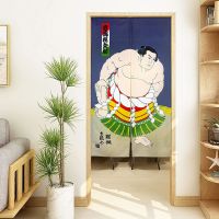 Noren Japanese Style Doorway Curtain Three Sumo Wrestles Printed Window Treatment Door Tapestry for Home Decoration 33.5" Width x 59" Long, Red