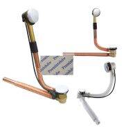 Copper Bellows Bath Tub Bathtub Drain Kit Cable Driven Stopper Pup-up Overflow