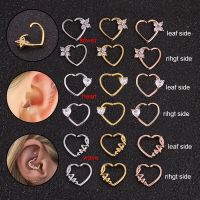 1PC Heart Hoop Daith Piercing Ear Jewelry Crystal CZ Heart Tragus Rook Helix Cartilage Earrings New Arrival