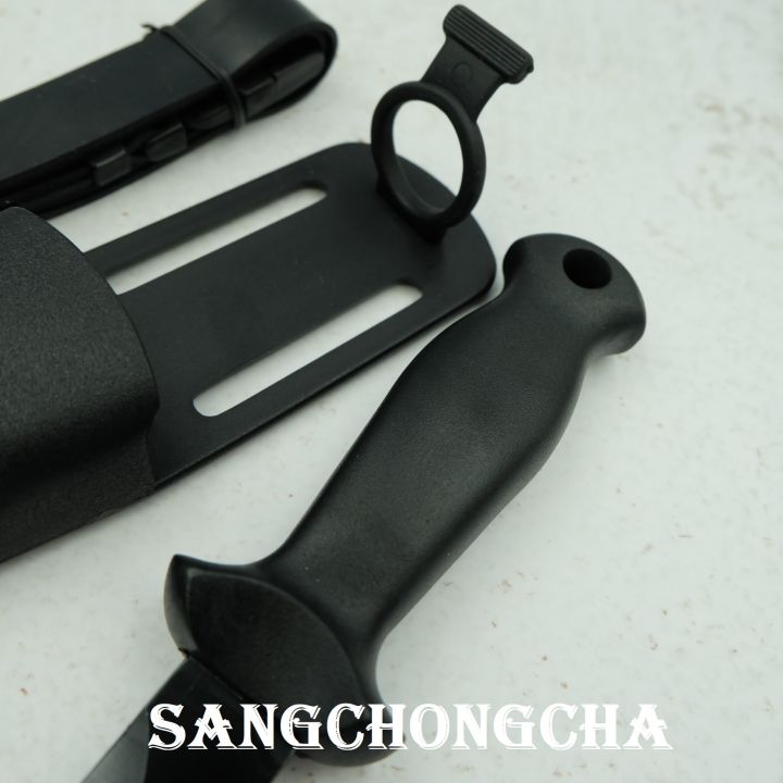 sangchongcha-fx007-มีดดำน้ำคุณภาพสูง-อุปกรณ์ดำน้ำ-มีดดำน้ำลึก-มีดแทงปลา-มีดใต้น้ำ-scuba-diving-ใบมีด420ssทนสนิม-ยาว21-9cm-แถมปลอกพลาสติก-ยางรัดขาอย่างดี