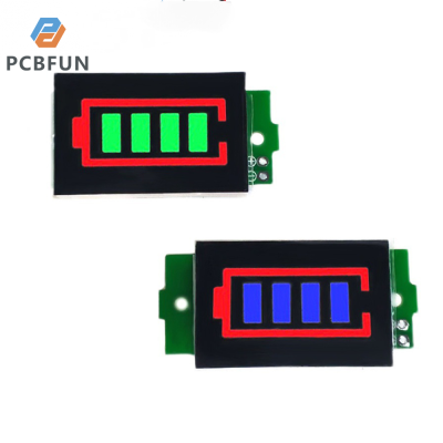 pcbfun มาตรวัดน้ำมันเชื้อเพลิงแบตเตอรี่ลิเธียม1S/2S/3S/4S/6S/7S/8S โมดูลแสดงผลแบตเตอรี่ลิเธียม3สาย LED บอร์ดไฟแสดงสถานะ3-34V