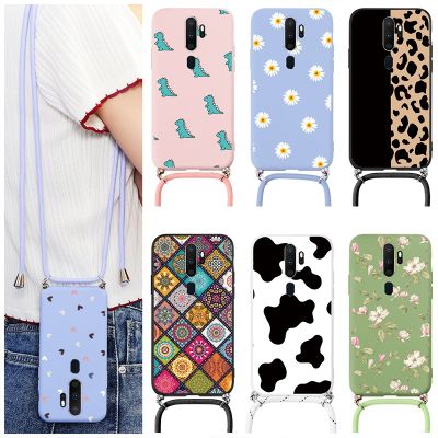 「Enjoy electronic」 For Oppo A5 A9 2020 Case Silicone Back Cover Coque For OPPOA9 OPPOA5 A 5 9 Strap Cord Chain Necklace Lanyard Protective Bumper