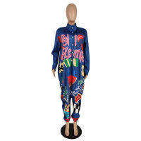 Multicolor Letter Print Harajuku Baggy Romper Women Casual Stand Collar Long Sleeve Loose Jumpsuit Streetwear Button Bodysuits