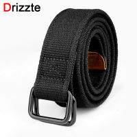 Drizzte Plus Size 100-190cm Big&amp;Tall Mens Double Ring Buckle Cotton Canvas Cloth Fabric Belts Web Black Waist Jeans2023