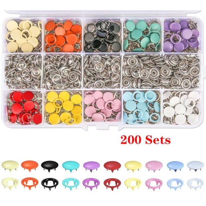 revise-100-200sets-อุปกรณ์เสริมผ้า-สีสันสดใส-ตัวยึดสแนป-สำหรับตัดเย็บเสื้อผ้า-ชุดเครื่องมือกด-กระดุมเย็บเสื้อผ้า-คีมยึด-ชุดยึดสแนป-แหวนกระดุมสแนปโลหะ