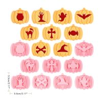 9Pcs 3D Cookie Cutters Halloween Pumpkin Biscuit Mould Fondant Baking Tool Baking Molds DIY Hand Press Biscuit Stamp