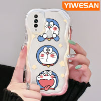 YIWESAN เคส A8สำหรับ OPPO A31 2020ลายการ์ตูนโดราเอมอนน่ารักขอบคลื่นเนื้อครีมเคสมือถือกันกระแทกแบบใสนิ่มเคสโปร่งใสลายกล้องถ่ายรูปที่สร้างสรรค์ซิลิกาเจลฝาครอบป้องกัน