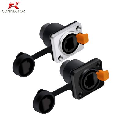 RJ45 Waterproof Network ConnectorCopper Pins 8p8c Female Chassis Panel Mount Sockets RJ45 Ethernet Connector IP65 Straight Type