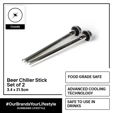 Kitchen + Home Beer Chiller Sticks - Stainless Steel Beverage Bottle Cooler Cooling Sticks - 2 Pack, Silver