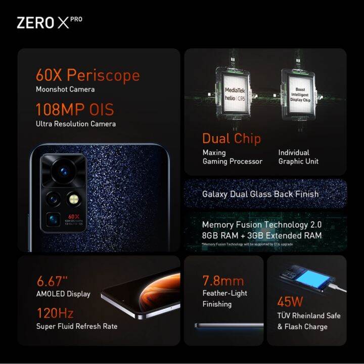 Infinix Zero X PRO 8GB RAM Mediatek Helio G95 Chipset 6.67" AMOLED