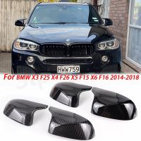 ขอบกระจกข้างด้านหลังรถยนต์สำหรับ BMW F25 F26 X4 F15 X5 F16 X6 2014 2015-2018สไตล์สีดำคาร์บอนไฟเบอร์สดใส