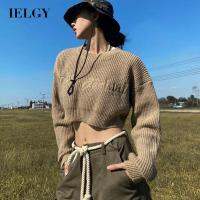 IELGY เรโทรสไตล์อเมริกันผู้หญิงเสื้อกันหนาวผู้ชายสีไวน์แดงสั้น