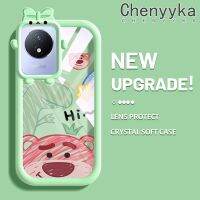 เคส Chenyyka สำหรับ VIVO Y02 Y11 Y02A 2023เคสการ์ตูนหมีสตรอเบอรี่เคสโทรศัพท์ซิลิโคนลายการ์ตูนหมีน้อยมอนสเตอร์ตัวน้อยน่ารักเคสกันกระแทกแบบใสแฟชั่นเลนส์กล้องถ่ายรูปเคสใสป้องกัน