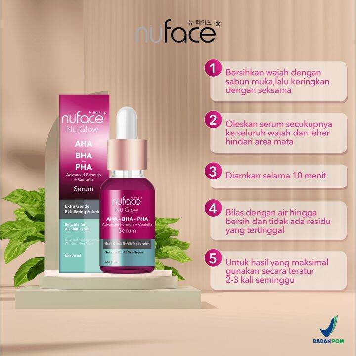 Nuface Nu Glow AHA-BHA-PHA Advanced Formula+ Centella Serum Peeling ...