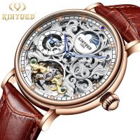 KINYUED Original 100% Moon Phase นาฬิกากลวงผู้ชายแบรนด์หรู Tourbillon นาฬิกาออโตเมติกกีฬาใส