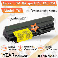 รับประกัน 1 ปี - แบตเตอรี่ โน้ตบุ๊ค แล็ปท็อป Lenovo ThinkPad 5200mAh สำหรับ T400 R60 R60E R61 R61E R61I T60 T60P T61 T61P Z60 Z61 Z61p R500 T500 W500 SL500 SL400 SL300 40Y6799 42T4621 Battery Notebook Laptop