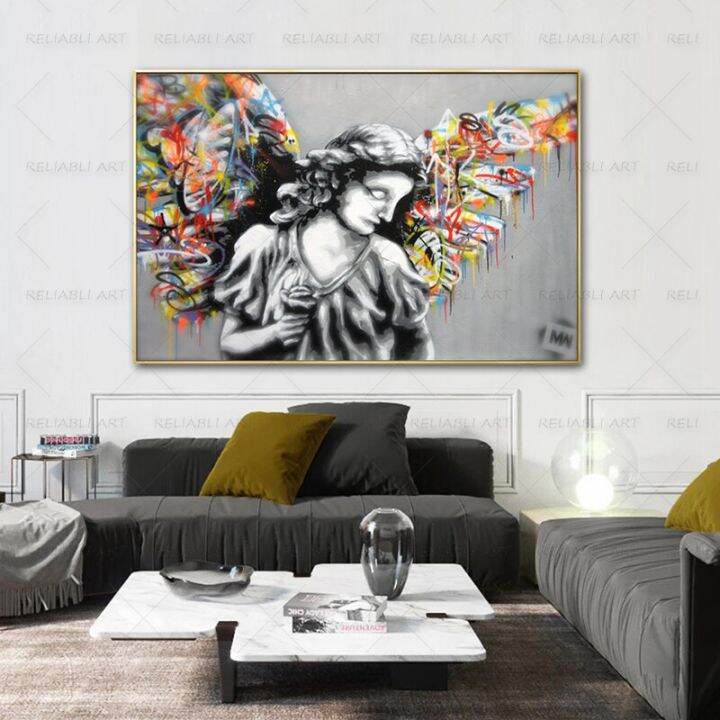 angel-wings-graffiti-street-art-ภาพวาดผ้าใบ-modern-home-decor-ภาพผนังศิลปะสำหรับห้องนั่งเล่นบทคัดย่อพิมพ์และสาว-posters