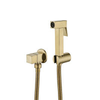 MTTUZK Brushed Gold Bidets Bathroom Hand Shower Bidet Toilet Sprayer Hygienic Shower Bidet Tap Wall Mount Square Bidet Faucet