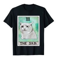 เสื้อยืดผ้าฝ้ายKawaii เสื้อผ้า Sad Cat Tarot น่ารัก Meme การ์ตูนเสื้อผู้หญิงผู้ชายฤดูร้อน XS-4XL Tee Mens เสื้อผ้าเสื้อ Anime