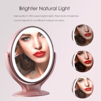 Makeup Mirror With Light  Double-Sided 1X/7X Magnifying Mirror USB Rechargeable  360° Rotating Freestanding LED Mirror For Makeu Mirrors