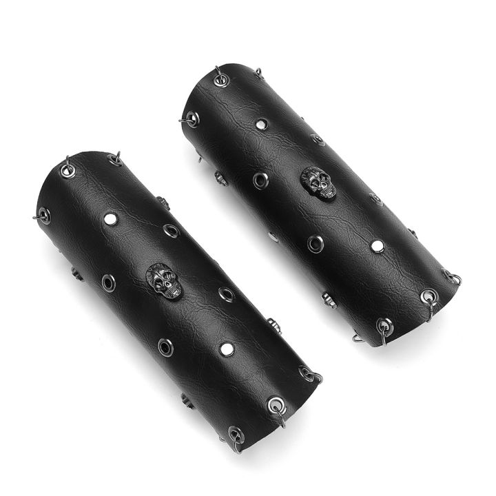 2023-new-european-and-american-punk-pu-leather-nightclub-wristband-cosplay-arm-sleeve-medieval-knight-bracelet