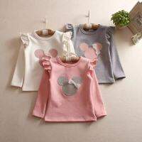 เสื้อเชิ้ตแขนยาวเด็กผู้หญิงอายุ2ถึง10ปีคุณภาพสูงผ้าฝ้ายรูปการ์ตูนเรียบ Kaus Anak Perempuan บาจู