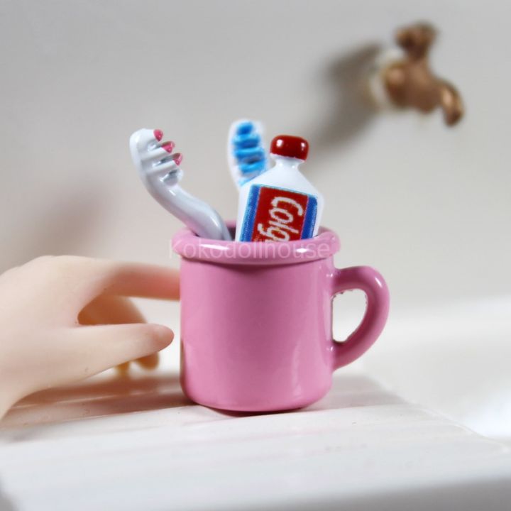 1-6แปรงสีฟันถ้วยยาสีฟันขนาดเล็กสำหรับ-ob11ตุ๊กตา-blyth-barbies-pullip-ตุ๊กตาของเล่นเฟอร์นิเจอร์ในบ้าน