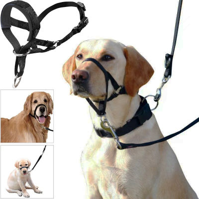 ไนลอนสุนัข Muzzle ปรับ Anti-Barking Anti-Bite Harness Head Collar Muzzle Dog Halter Training Leash Leader ปลอกคอคลาสสิก