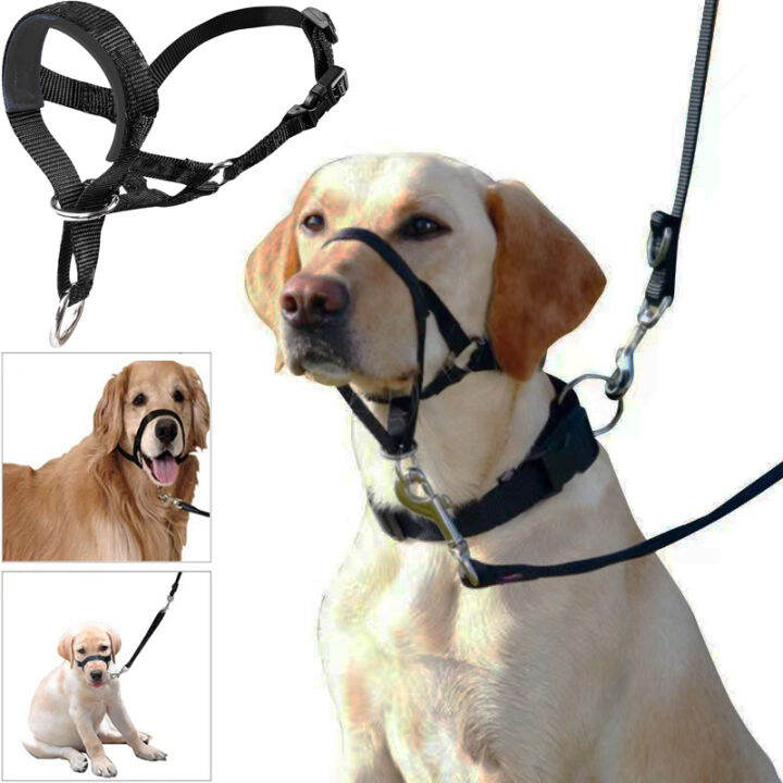 ไนลอนสุนัข-muzzle-ปรับ-anti-barking-anti-bite-harness-head-collar-muzzle-dog-halter-training-leash-leader-ปลอกคอคลาสสิก