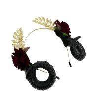 Devil Horns Headband ฮาโลวีนสเตอริโอ Gothic Sheep Horn ดอกไม้ Headdress Hairband คอสเพลย์ Headwear อุปกรณ์เสริม