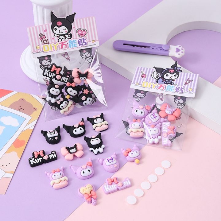 สติกเกอร์การ์ตูน-sanrio-3d-สติ๊กเกอร์เรซิน-kulomi-น่ารักหนังสือมือสติ๊กเกอร์ตกแต่งถ้วยน้ำ