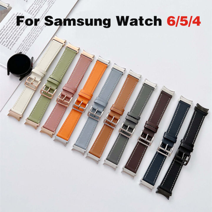 No Gaps Leather Band For Samsung Galaxy Watch 4 classic 46mm 42mm 44mm 40mm  smartwatch belt Bracelet correa Galaxy Watch 4 strap 