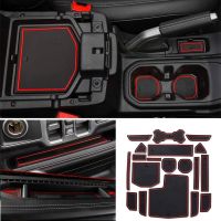 ◇⊙㍿ for Jeep Wrangler JL 2018 2019 2020 2021 2022 Rubber Anti-slip Mat Door Groove Cup Pad Phone Cushion Slot Coaster Accessories