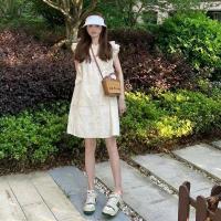 Spot parcel post Small Seaside Holiday Small Flying Sleeve Doll Skirt Tea Break French White Dress for Women Summer 2023 New