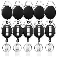 18Pcs Retractable ID Card Badge Holder, Heavy Duty Badge Reel Clip with 27 Inch Nylon Cord and Key Ring for Nurse Office School