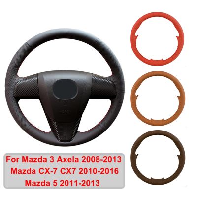 [HOT CPPPPZLQHEN 561] Hand-Stitched หนังเทียมรถพวงมาลัยสำหรับ Mazda 3 Axela Mazda CX-7 CX7 Mazda 5 Original พวงมาลัย Braid