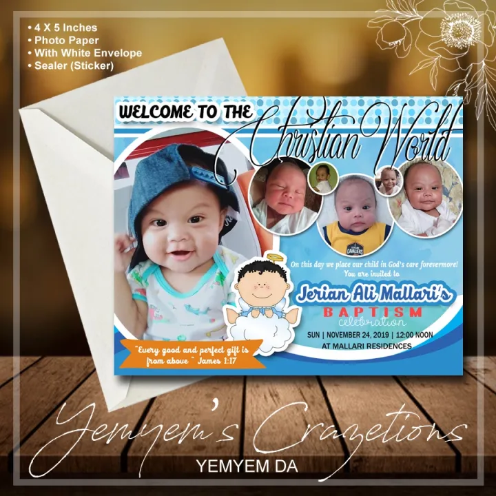 #069 | BAPTISM | CHRISTENING INVITATIONS | 12 PIECESGxB | Lazada PH