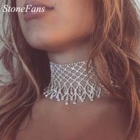 【DT】hot！ Stonefans Sparkling Hollow Collar Chain Rhinestone Choker Necklace Gem Chunky Jewelry Gifts