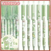 TIINSOO 6 Pcs พลาสติกสำหรับตกแต่ง ปากกาเจลแมวดำ สีเขียวอ่อน หมึกพิมพ์หมึก ปากกาเจลรูปสัตว์การ์ตูน 6ชิ้นค่ะ ปากกาโมเดลแมว ออฟฟิศสำหรับทำงาน
