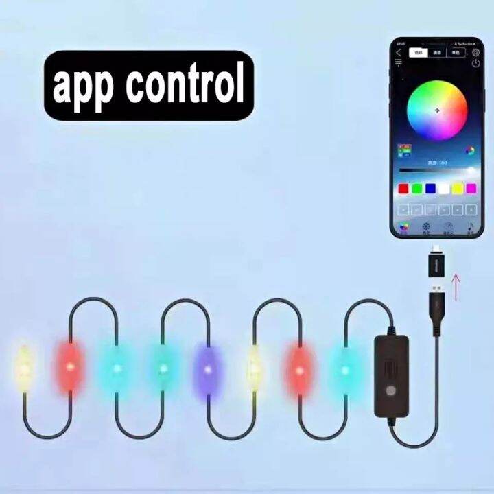 ไฟledตกแต่งเสียบusb-ควบคุมโดยเชื่อมapp-ไฟled-camping-ปรับได้ถึง7สี4โหมด-แบบเสียบusb-control-แอพและกดปุ่ม-ไฟปาร์ตี้-กันน้ำ-string-light-ไฟประดับrgb