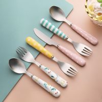 【CW】 Cartoon Printing 304 Handle Fruit Fork Dessert Tableware Set Household