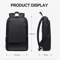 BANGE Slim กระเป๋าเป้สะพายหลังแล็ปท็อปผู้ชายบาง Back Pack 15.6นิ้วคอมพิวเตอร์ Work Man กระเป๋าเป้สะพายหลังกระเป๋าธุรกิจ Uni สีดำ Ultralight กระเป๋าเป้สะพายหลัง