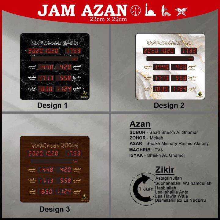 Jam Azan Digital Muslim Wall Table Digital Azan Clock Jam Dinding and